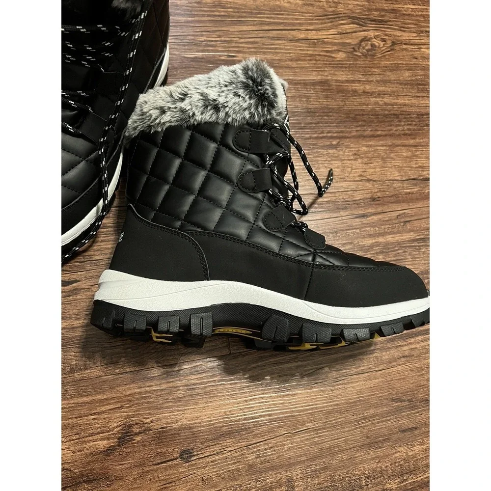 Women's Outdoor Winter Boots‎ Size 39 US 8 Mid-Calf Waterproof Black EUC